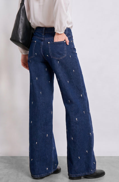 Pantalón Gotas Strass Indigo