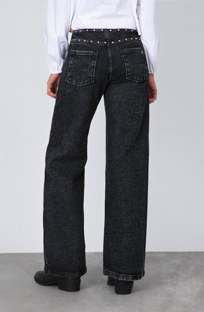Pantalón Tachas Zipper Black