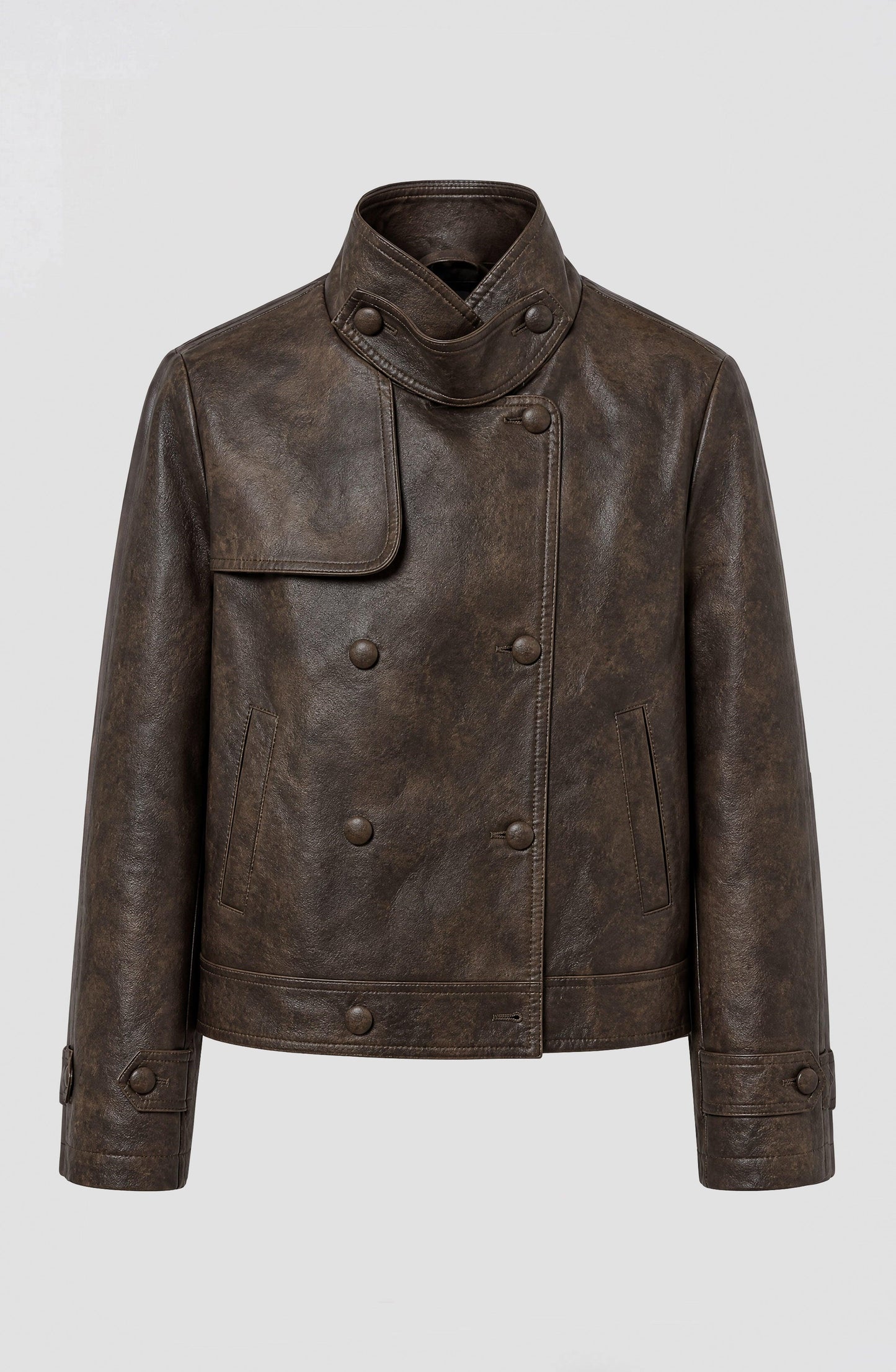 Campera Pu Cuello Funnel Brown