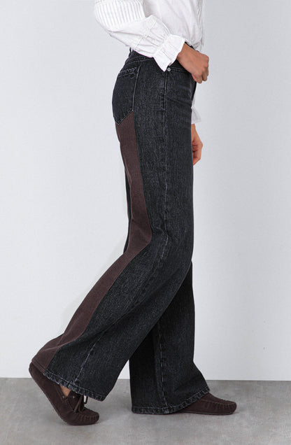 Pantalón Aplicación Denim Brown