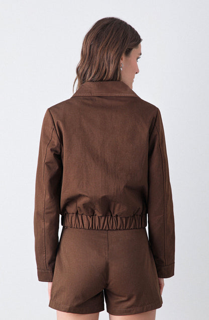 Campera Bomber Tachas Brown