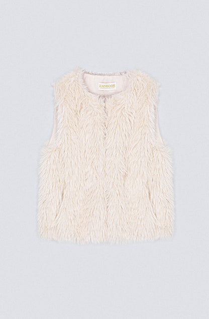 Campera Sin Mangas Pelo White