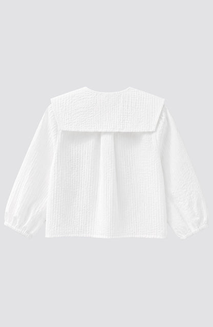 Blusa Cuello Bobo Vichy White