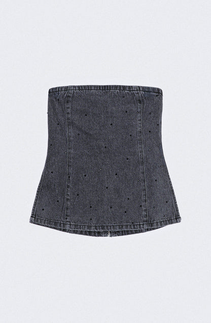 Top Strapless Strass Black