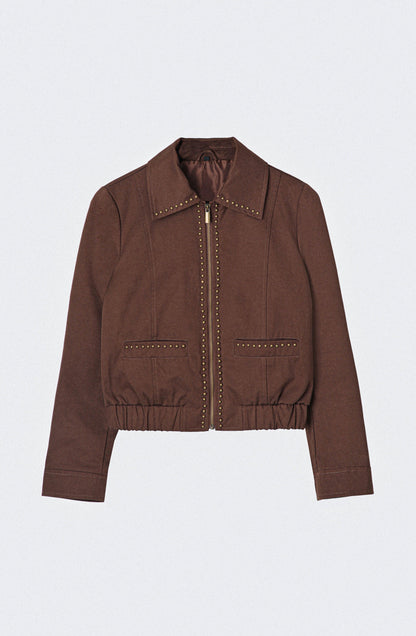 Campera Bomber Tachas Brown