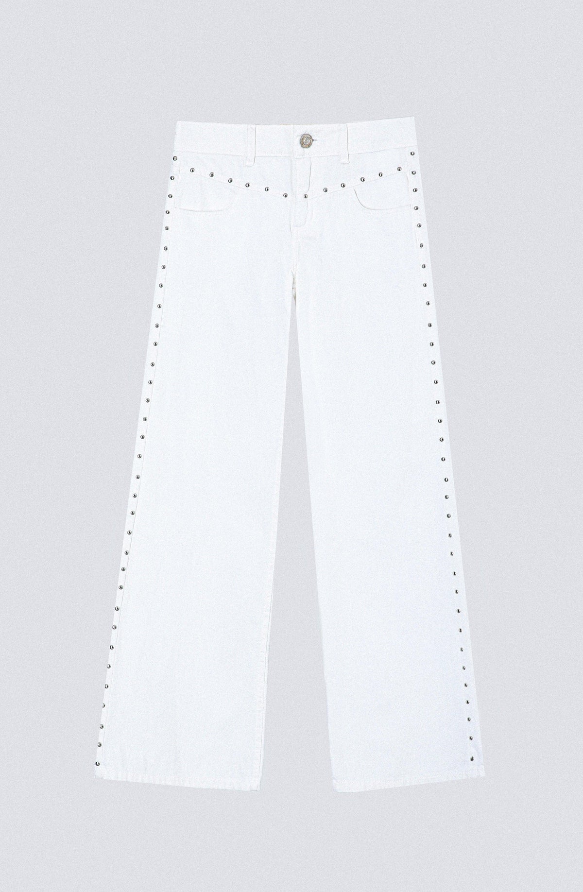 Pantalón Tachas Frontales White