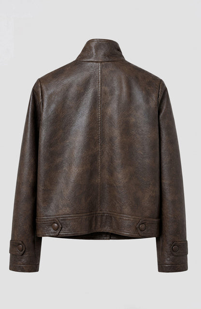 Campera Pu Cuello Funnel Brown
