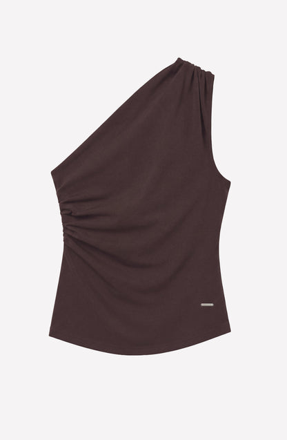 Top Drapeado Asimétrico Brown