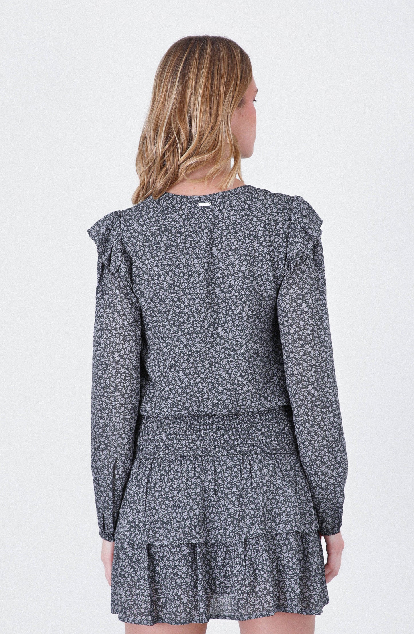 Blusa Estampada Vuelo Lurex Grey