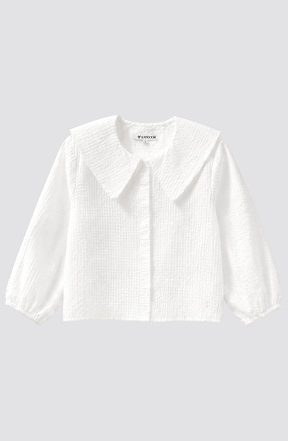 Blusa Cuello Bobo Vichy White