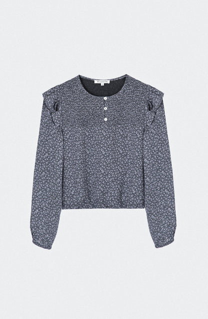 Blusa Estampada Vuelo Lurex Grey