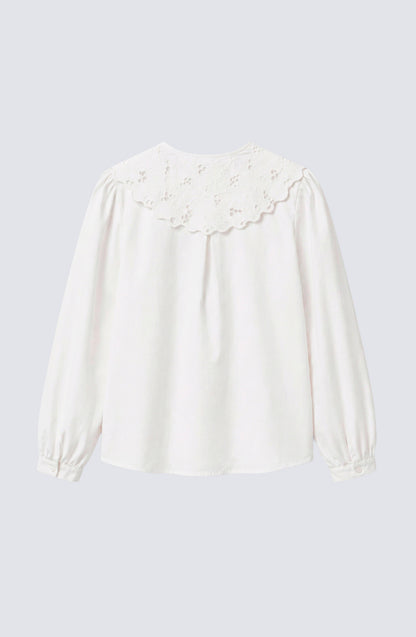 Blusa Cuello Bobo Embroidery White